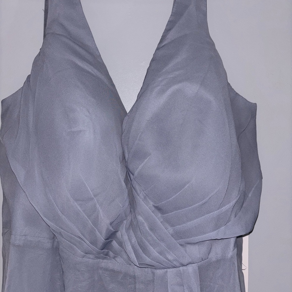 Sleeveless Light Gray V-Neck Chiffon Maxi Dress - Picture 2 of 3